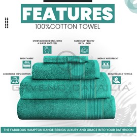 GC GAVENO CAVAILIA Gaveno Cavailia 100% Natural Cotton Thick Absorbent 450 GSM Hampton [Pack of 4-Aqua, Hand Towel (50x80 Cm)