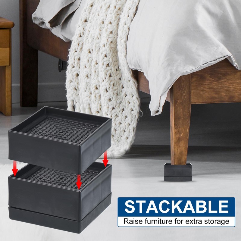 sourcing map Bed Risers 4Pcs, 1.5 Inch Furniture Risers Square