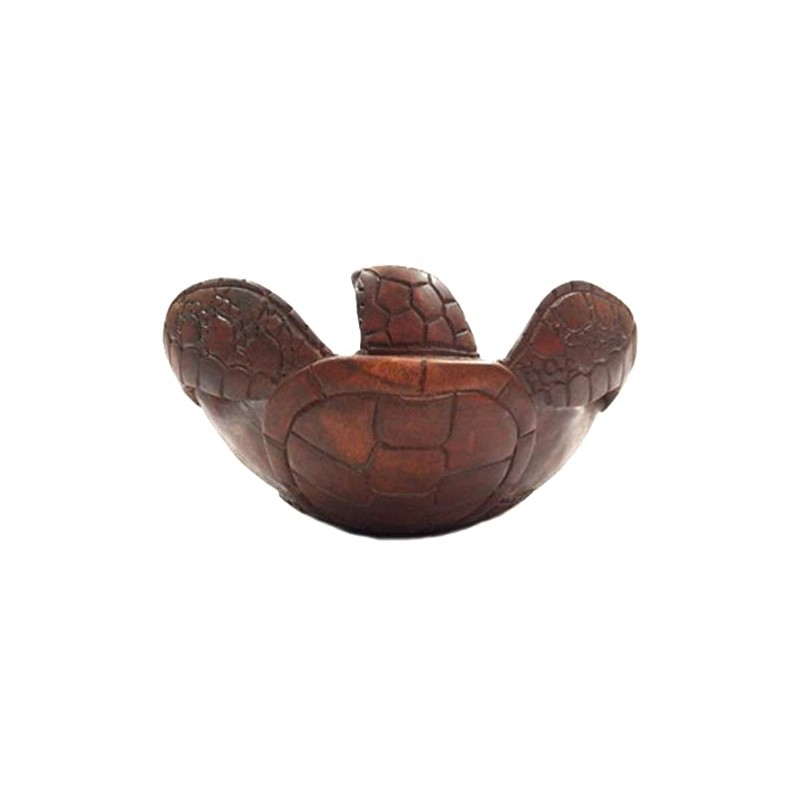 8" Hand Carved Wood Hawaiian Double Honu Sea Turtle Bowl