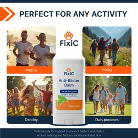 Fixic Anti Blister Balm - 2 PCS Pack - Premium Blister Prevention Balm with Mint Scent - Anti Chafing Stick for Heel Blister Prevention - Anti Chafe Stick to Forget About Blisters Forever!