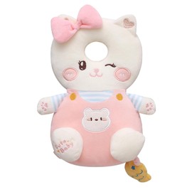 PLOVZ Baby Head Protector Backpack Head Protection Pillow, Baby Helmet for Crawling Walking and Baby Teething Toys 3Pcs Set(Pink Kitten)