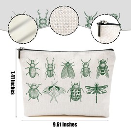 DHKG Vintage Insect Bug Makeup Bag Butterfly Moth Cosmetic Bag Garden Gifts Zipper Pouch Christmas Thanksgiving Birthday Gardening Gifts for Women Girls Aunt Friends Bestie Coworker Skincare Bag
