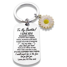 Sjcmbxxs Friendship Gifts Friend Bestie Keychain for Women Sister Friends Unique Christmas Birthday Gifts, 28 x 50 mm, Silver