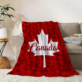 YeeJu Canada Day Throw Blanket Red White Maple Leaf Blanket for Couch Sofa Bed Canadian Flag Blankets National Day 1st July Summer Holiday Decorative Blanket Home Decoration 50x60