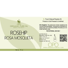 OPO Rosehip Oil - 16 oz - 100% Pure, Unrefined, Cold Pressed, Non-GMO, Vegan Bulk Carrier Oil - Skin, Hair, Nails, Body, Face, Facial Hair - Nourish, Moisturize, Condition Sensitive, Mature, Brittle