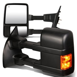 DNA MOTORING TWM-027-T888-BK-AM Pair of Towing Side Mirrors(Driver and Passenger Sides),Black Housing/ Amber Corner/Right