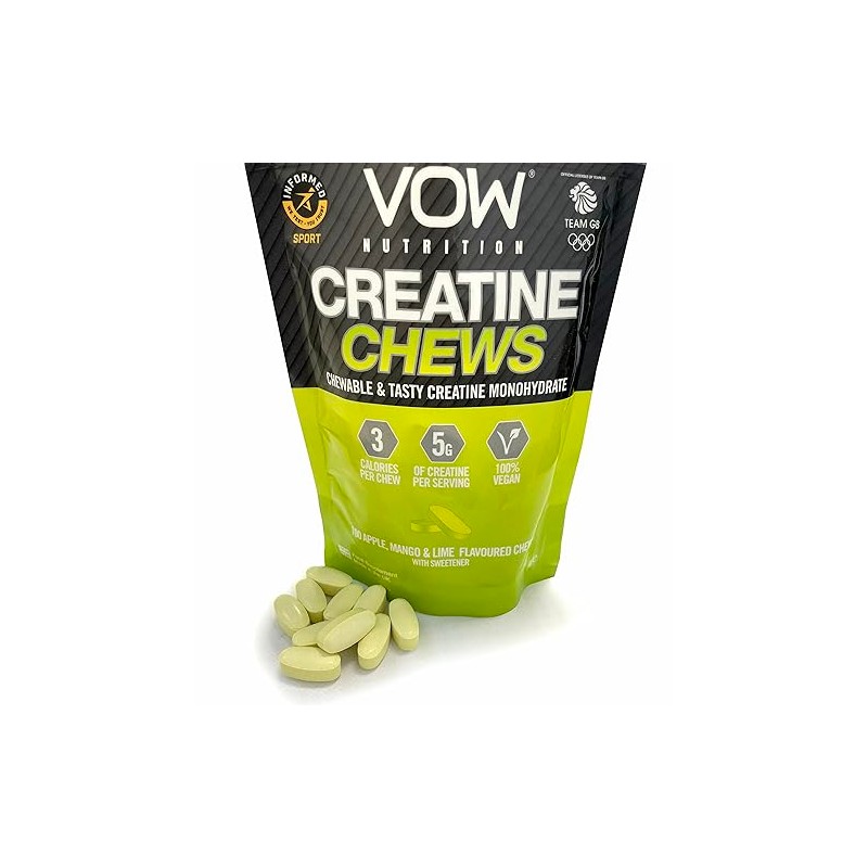 VOW Nutrition Creatine Chews,100 Flavoured Chews, Creatine Monohydrate, Convenient &