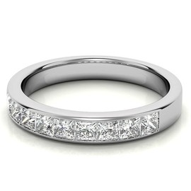 Luyona 1.2 Carat Eternity Bands for Women, Princess Cut Moissanite Channel Anniversary Ring Sterling Silver Wedding Rings-8