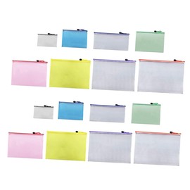 DOITOOL 16pcs Mesh Zipper File Pouches Transparent Document Organizers for Office School Travel Storage Practical Zipper Design