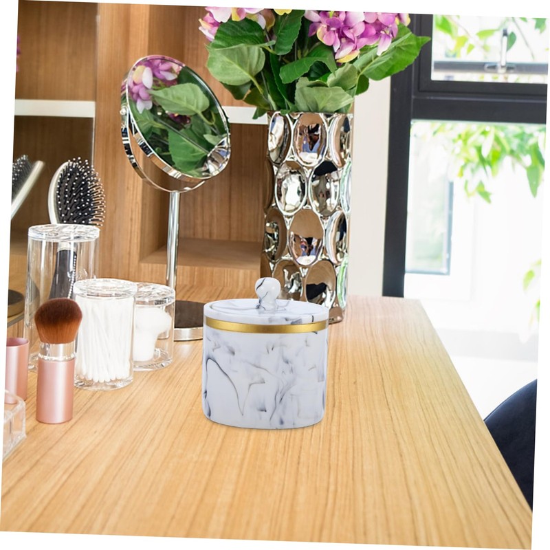 Gatuida Elegant Marble Cotton Swab Box Compact Makeup Pad Holder