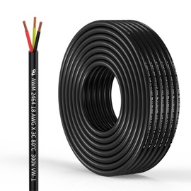 18 Gauge 3 Conductor Electrical Wire Oxygen-Free Copper Cable 100FT/30.5M Flexible Low Voltage Cable for LED Strips Lamps Lighting Residential Wiring car Circuit(18/3AWG-100FT)