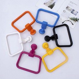Suction Cup Towel Rings, Hanging Towel Rack, Washcloth Wall Mount Hand Towel Holder for Kitchen, Black