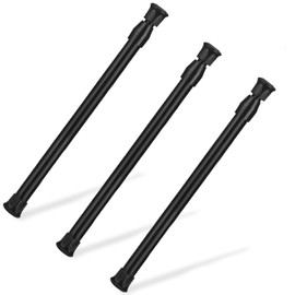 3 Pcs Tension Rod, OEH Short Tension Rod, No Drilling Small Tension Rods for Closet, Rustproof Spring Rod, Mini Thin Tension Rods for Cabinets, Cupboard, Wardrobe Bars, Bookcase, Black (10-15.7 inch)