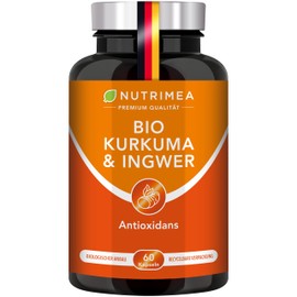 Detox Ginger & Turmeric - 100% Organic & Vegan - Capsules High Dose with 95% Extract | Curcuma 100% Vegan | Highest Bioavailability & Curcumin Content