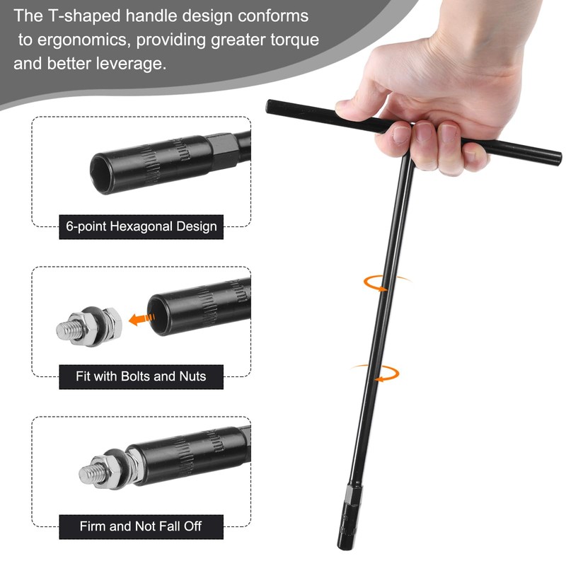 sourcing map T-Handle Metric Socket Wrench 8mm CR-V 6-Point Hex