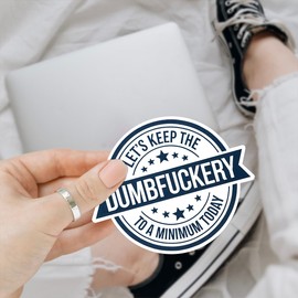 (3pcs) Let's Keep The Dumbfuckery to A Minimum Today Sticker, Adult Humor Sarcastic Sticker Die-Cut Waterproof Vinyl Sticker Laptop Water Bottle Window Phone Helmet
