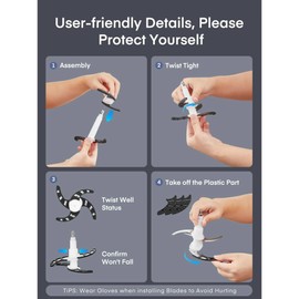 Electric Food Chopper with 2 Bowls/2L, 2 Sets Blades, FOHERE Meat Grinder & Veggie Chopper, Blue