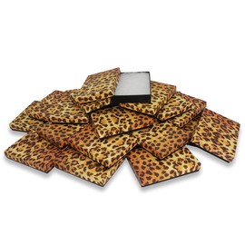 N'icePackaging 100 Qty - Cheetah-Leopard Print Cotton Filled Gift Boxes - Size 5 7/16" x 3 1/2" x 1" - USA Made - Holidays/Birthdays/Sales/Storage/Display/Travel