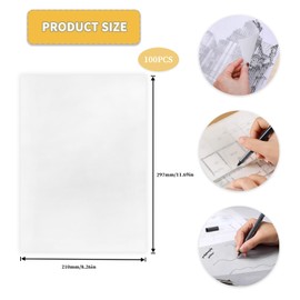 100 Sheets Tracing Paper 53 g/m² A4 Sulfuric Acid Paper for Printing,Glassine Paper 210 x 297 mm A4 Paper for Printing, Writing,Transparent Craft Paper for Drawing,Transparent Paper for Tracing