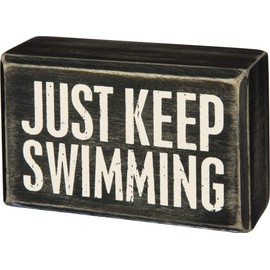 Primitives by Kathy Classic Box Sign, 4" x 2.5", Just Keep Swimming