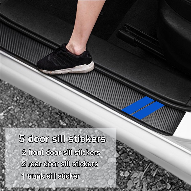 YOSRTER Leather Door Sill Protector Stickers, Carbon Fiber Texture, Universal