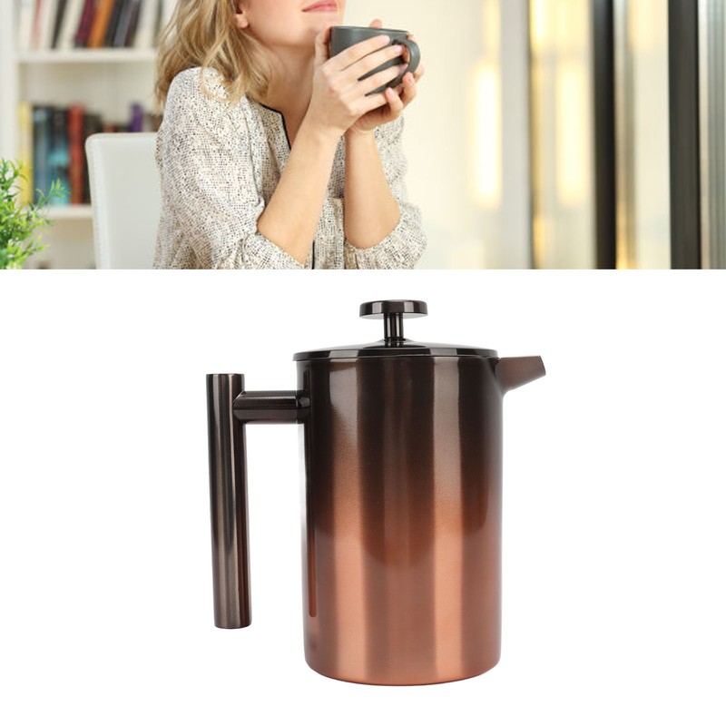 French Press Coffee Tea Maker with Filter Double Layer 304