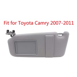 Left Driver Side Sun Visor Fit for 2007 2008 2009 2010 2011 Toyota Camry &Toyota Camry Hybrid 2007-2011Without Sunroof and Light-Gray