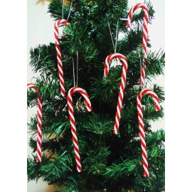 CANDY CANE CHRISTMAS ORNAMENT SET 6PK. 5'' LONG WONDERFUL ORNAMENT SET