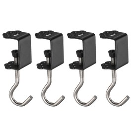 HARFINGTON 4pcs Desk Hook Clamp 0.2"-1.4" Clamping Range Cat Claw Shape Bag Hook for Backpack Table Purse Clothes Portable Desk Mount Bag Holder Hook Clamp, Black