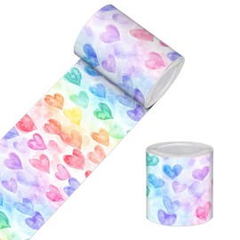 HOMETITUTE Wallpaper Border Peel and Stick Rainbow Heart Texture Decorative Wall Trim Self Adhesive Border for Walls Mirror Frame Accent Strip for Bedroom Bathroom Kitchen Living Room 4x196 Inch