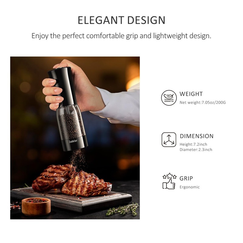 Electric Salt and Pepper Grinder Set with LED Power Display,Larger