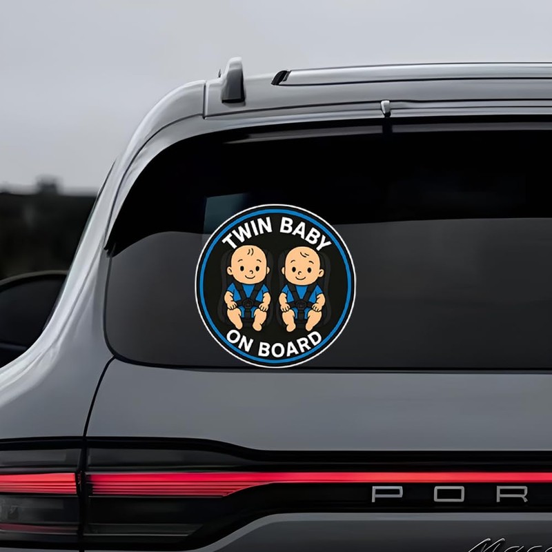Twin Baby car Stickers, 2 Packs of Waterproof Stickers, car