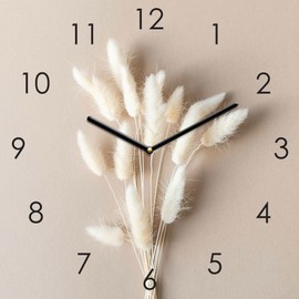 Wall Clock 30 x 30 cm Glass Clock Pampas Grass Glass Picture Clock Wall Decoration Grass Wall Picture Natural Glass Decoration