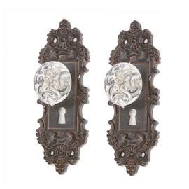 TRIPAR Antique Wall Hanging Decorative Door Knob, Brown Display - Vintage Design with Hand Painted Finish, Pewter Metal Backing, & Acrylic Knob - Lightweight & Durable (2 Pack)