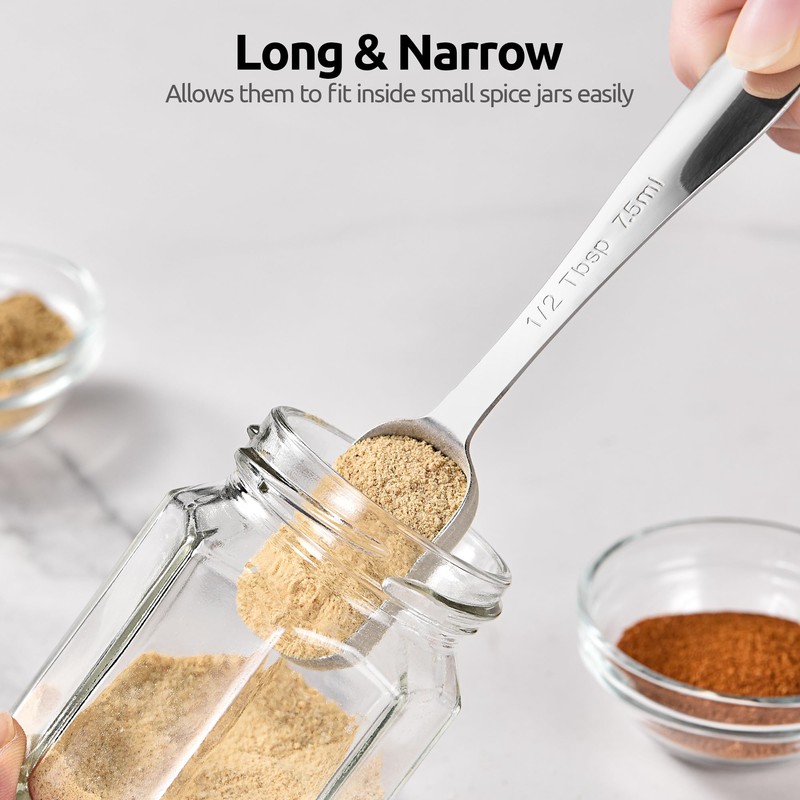 U-Taste 18/8 Stainless Steel Rectangular Measuring Spoons: Narrow Square Measure