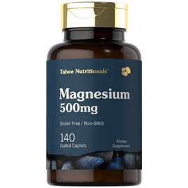 Tahoe Nutritionals Magnesium | 500mg | 140 Coated Caplets | Non-GMO and Gluten Free Supplement