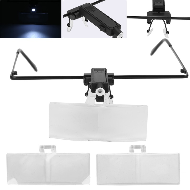 Eyeglasses Magnifier LED Light Hands Free Magnifying Glass for Watch