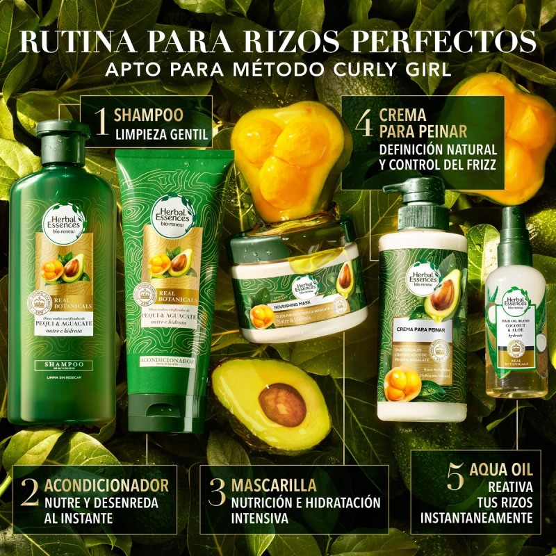 Crema para peinar rizos Herbal Essences Nutre e Hidrata Pequi
