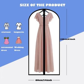 JSF Garment Bags with Zip, Pack of 4 Breathable Garment Covers - 160 cm Clothing Protection Mothproof Translucent Suit Bag for Long Dresses, Evening Dress, Tuxedo Suits, Coats, Men, Protection