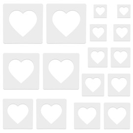 Pack of 16 Large Heart Stencils, Heart Shape, Heart Stencil for Crafts, Heart Stencils in Various Sizes, PET Heart Shaped Templates, for Fabric Walls, Art Paper, Home Decoration, DIY (Heart)