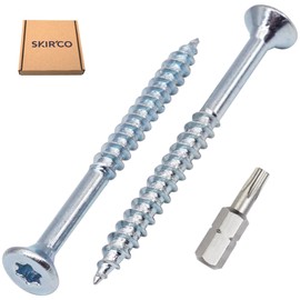 SKIR'CO Pack of 50 Galvanised Steel Wood Screws 3.5 x 45 mm Torx Countersunk Chipboard Screws Partial Thread