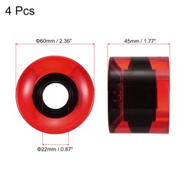 PATIKIL 60mm Longboard Wheels, 4 Pack Skateboard Wheel Street Wheels for Skateboards Cruiser Wheels Replacement 78A, Clear Red