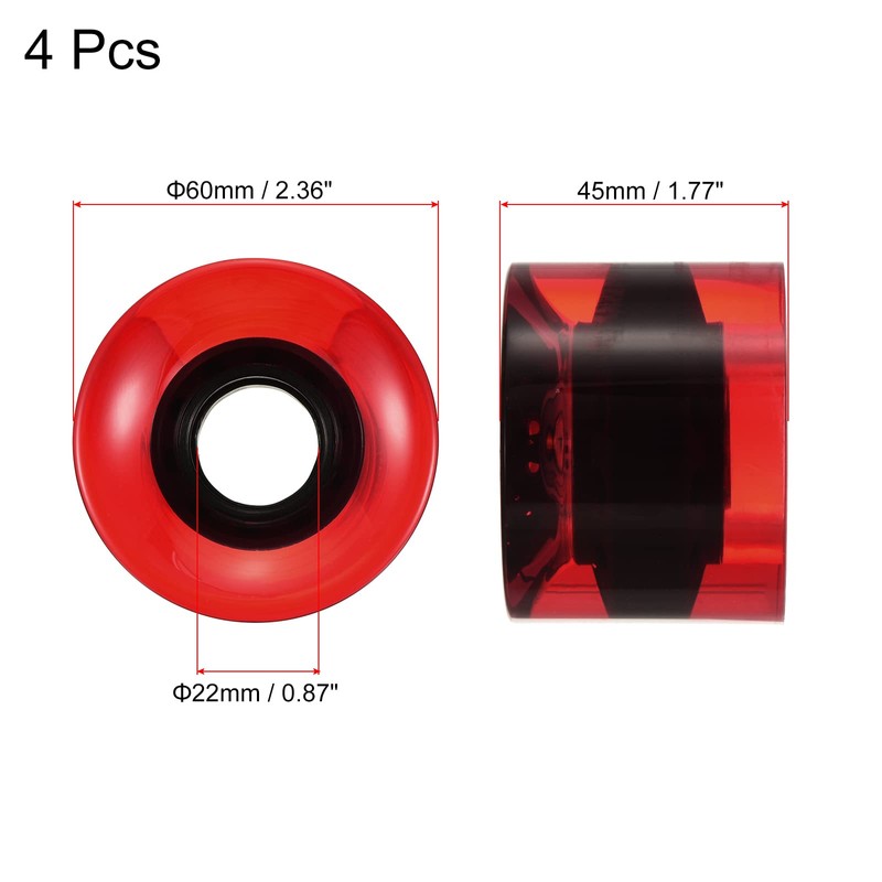 PATIKIL 60mm Longboard Wheels, 4 Pack Skateboard Wheel Street Wheels