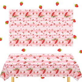 Miruwtog Berry First Birthday Party Tablecloth Sweet One Girls Tablecover Birthday Decoration Strawberry Birthday Party Supplies for Girls 1st 2nd 3rd Birthday Decor (3)