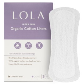 LOLA Panty Liners - Ultra-Thin Breathable Cotton Liners for Women - Hypoallergenic Unscented Feminine Care Protection - Everyday Light Pads - Pack of 56, 6.5 in