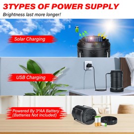 Wsky Solar Camping Lantern 4-Pack - Rechargeable LED Lights, Magnetic Base & Foldable Hanging Hook- Collapsible Lamp Battery Powered Perfect for Power Outages, Hiking, Campsites, Emergencies