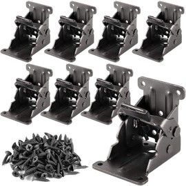 HOZEON 8 Pack 2.68 x 2.48 x 2-1/8 inches Foldable Support Bracket, Heavy Duty Folding Brackets with Screws,Lock Extension Support 90 Degree Self Locking Folding Hinge for Folding Table Legs, Bed Legs