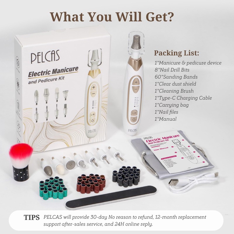 PELCAS Electric Toenail Grinder for Thick Toenails, 5 Speeds Manicure