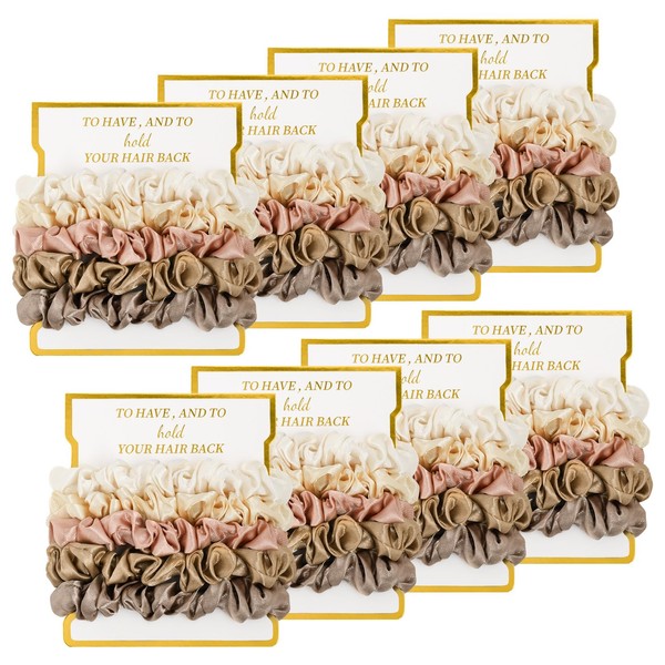 8 Pack Bridesmaid Gifts Satin Bridesmaid Scrunchies Soft Hair Ties Bachelorette Party Favors Hair Accessories for Women Bridesmaid Proposal Gift (Ivory,Light Gold,Gold,Dusty Pink,Metal Grey)