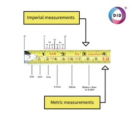 DID Reractable Tape Measure 5m/16ft, Imperial/Metric Measurements with Durable Clip, Griplock Technology (Black/Yellow)